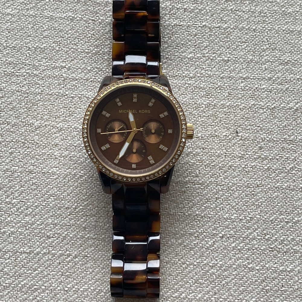 Michael Kors Tortoise and Gold Watch